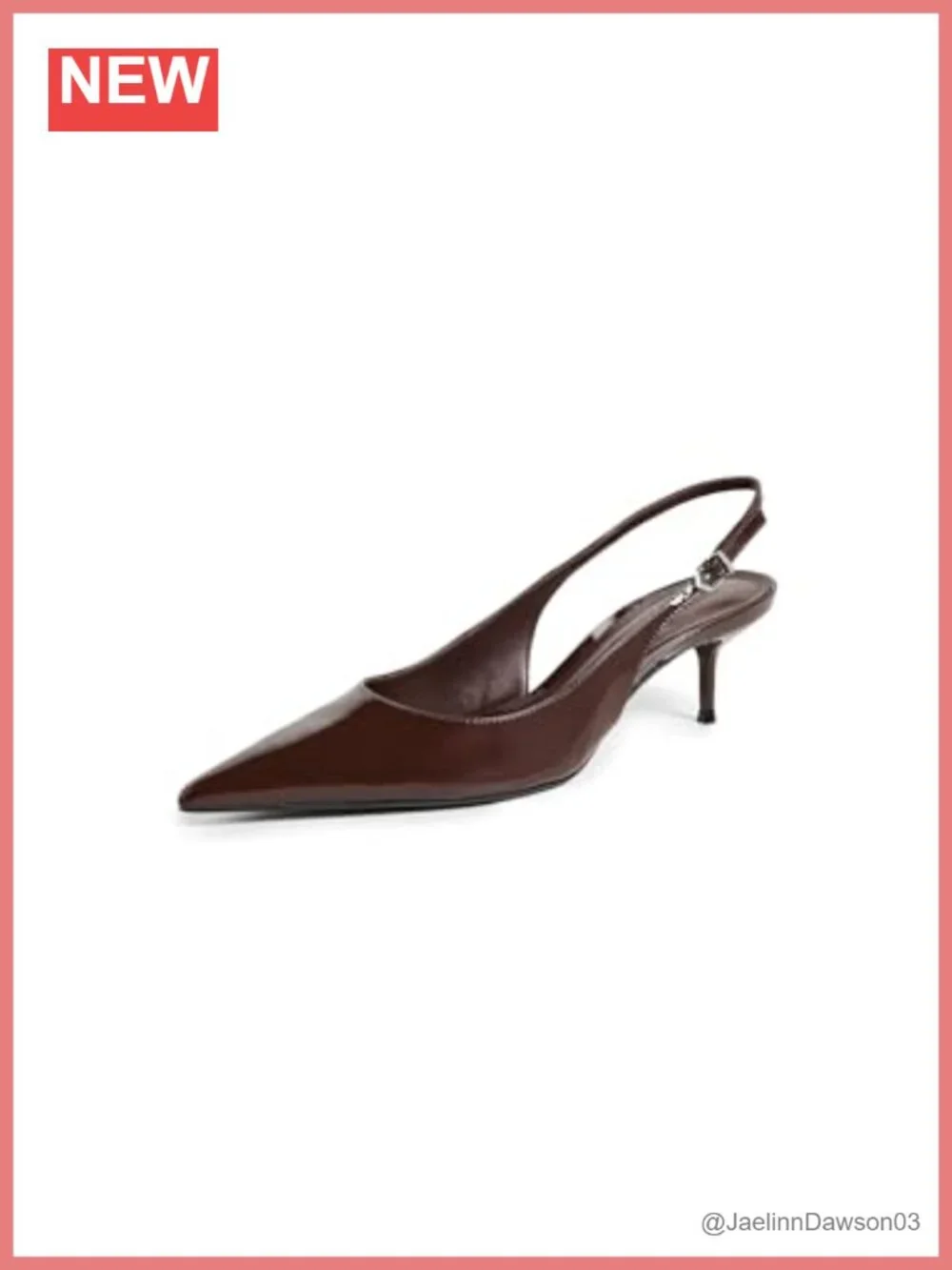 Kitten Heel Slingback Pointed Toe Leather Heels - Formal